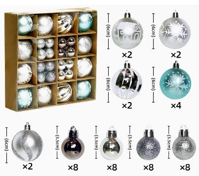 Festive Christmas Balls Tree Party Shatterproof Ornaments Decorations Box Set of 44 pcs COB004