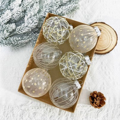 Festive Christmas Balls Tree Party Shatterproof Ornaments Decorations Box Set of 6 pcs 8cm 3 Colours COB006