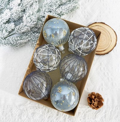 Festive Christmas Balls Tree Party Shatterproof Ornaments Decorations Box Set of 6 pcs 8cm 3 Colours COB006