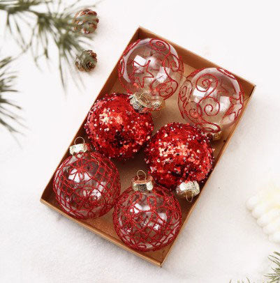 Festive Christmas Balls Tree Party Shatterproof Ornaments Decorations Box Set of 6 pcs 8cm 3 Colours COB007