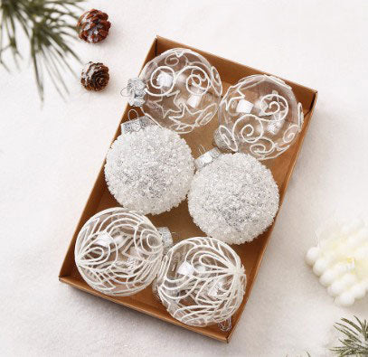 Festive Christmas Balls Tree Party Shatterproof Ornaments Decorations Box Set of 6 pcs 8cm 3 Colours COB007