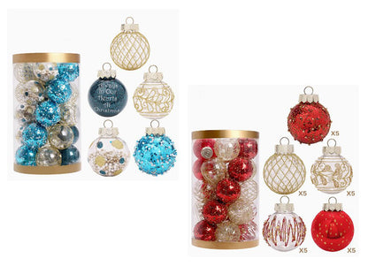 Festive Christmas Balls Tree Party Shatterproof Ornaments Decorations Box Set of 25 pcs 6cm 2 Colours COB008