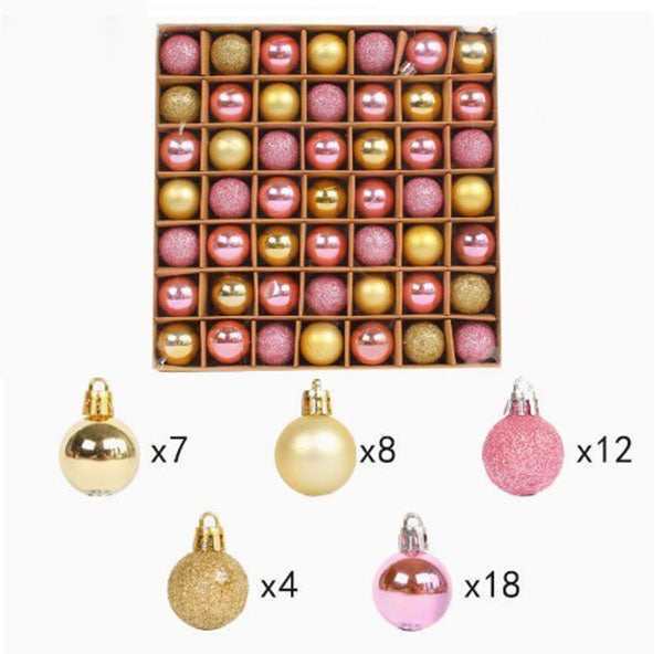 Festive Christmas Balls Tree Party Shatterproof Ornaments Decorations Box Set of 49 pcs 3cm COB011