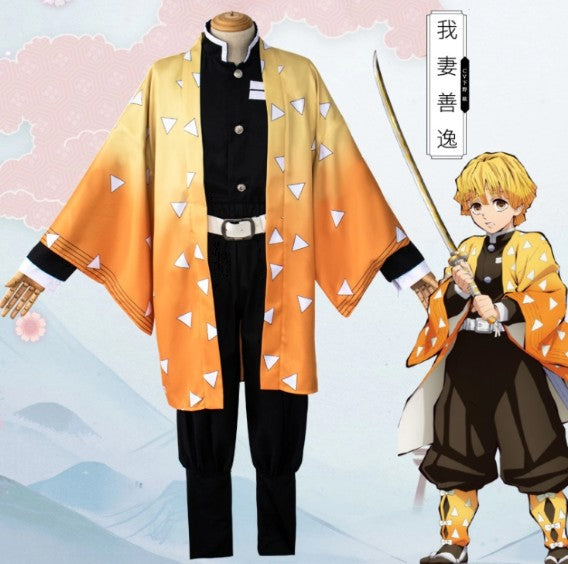 Cosplay Demon Slayer Zenitsu Agatsuma Costume Set S-XXL Adult