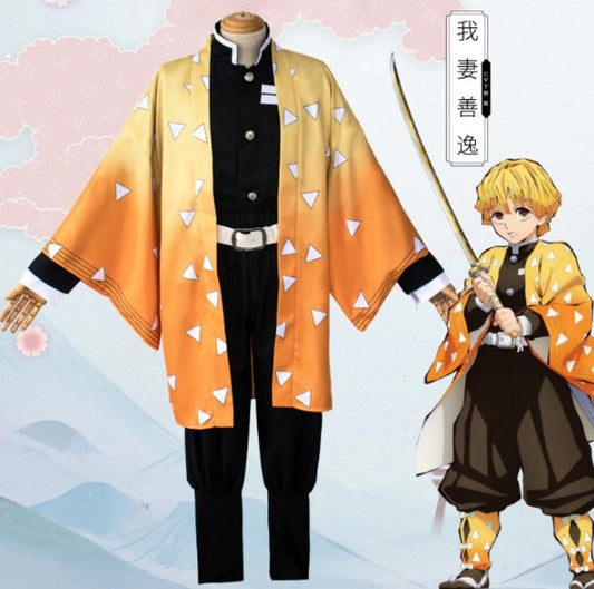 Cosplay Demon Slayer Zenitsu Agatsuma Costume Set S-XXL Adult
