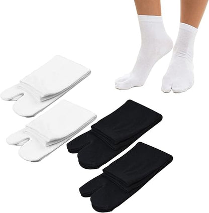 Cosplay Japanese Tabi Split Toe Socks Size Free White / Black Adult