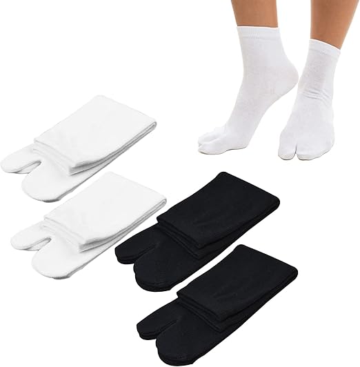 Cosplay Japanese Tabi Split Toe Socks Size Free White / Black Adult