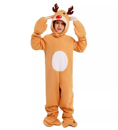 Christmas Costume Reindeer Jumpsuit Full Body Set Size S-XL Junior Unisex CPC005