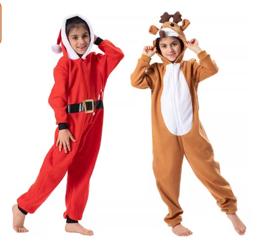 Christmas Costume Santa Claus Reindeer Jumpsuit Full Body Set Size M-L Junior Unisex CPC006