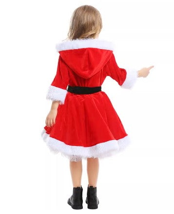 Christmas Costume Santa Claus Dress Hooded Set Size S-XL Girls CPC007