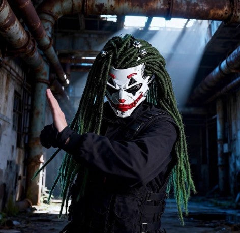 Cosplay Party Cyberpunk Joker Clown Mask Braids Size Free Unisex