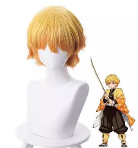 Cosplay Demon Slayer Zenitsu Agatsuma Costume Wig Size Free Unisex