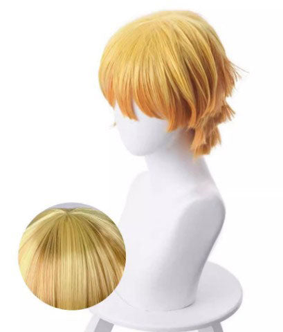Cosplay Demon Slayer Zenitsu Agatsuma Costume Wig Size Free Unisex