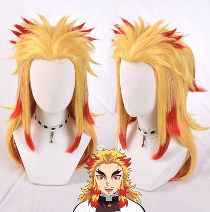 Cosplay Demon Slayer Rengoku Kyoujurou Costume Wig Size Free Unisex