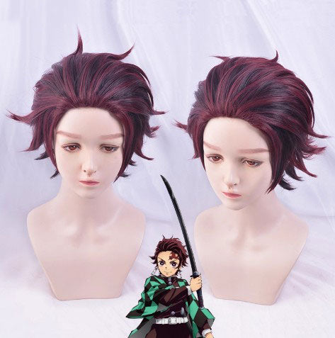Cosplay Demon Slayer Tanjiro Kamado Costume Wig Size Free