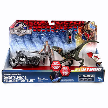 HASBRO JURASSIC WORLD DINO HYBRID OWEN ALPHA & VELOCIRAPTOR BLUE FIGURE SET