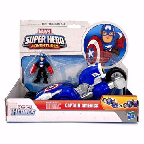 HASBRO MARVEL SUPER HERO ADVENTURES CAPTAIN AMERICA & SHIELD BIKE ACTION FIGURE SET