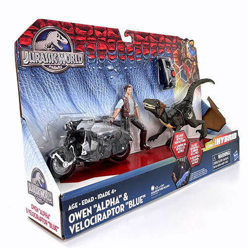 HASBRO JURASSIC WORLD DINO HYBRID OWEN ALPHA & VELOCIRAPTOR BLUE FIGURE SET