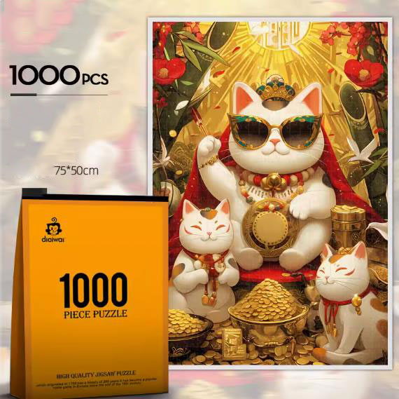 JIGSAW PIZZLE JP008 LUCKY CATS WINNER 1000 PIECE 75 X 50 CM