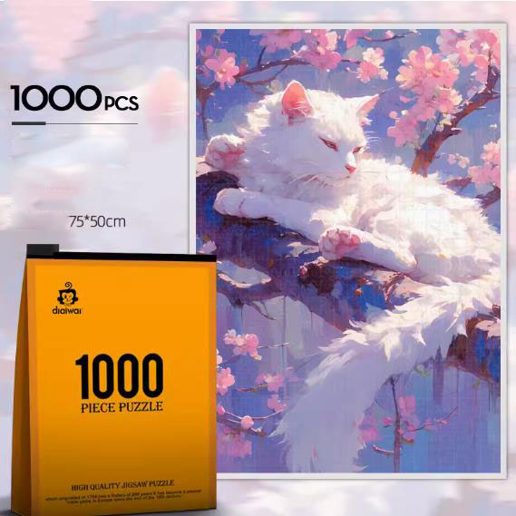 JIGSAW PIZZLE JP012 THE WHITE CAT 1000 PIECE 75 X 50 CM