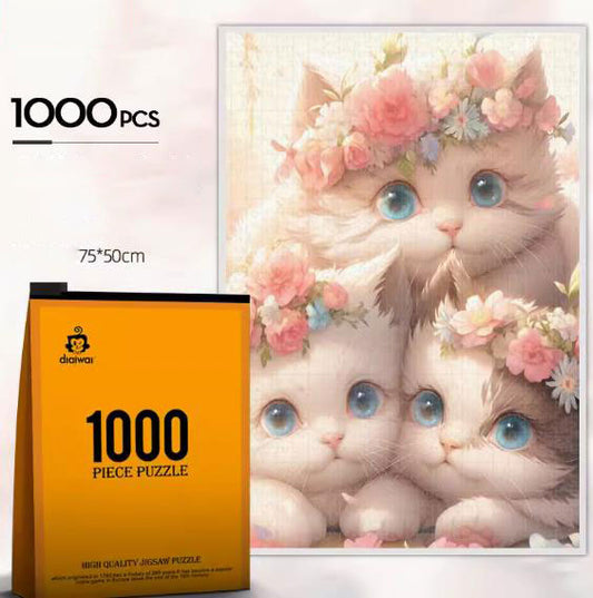 JIGSAW PIZZLE JP013 THREE KITTENS 1000 PIECE 75 X 50 CM