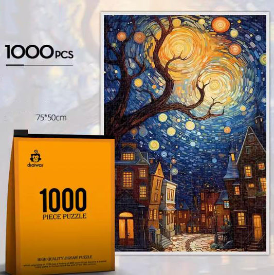 JIGSAW PIZZLE JP024 VAN GOGH'S FANTASY STARRY SKY 1000 PIECE 75 X 50 CM