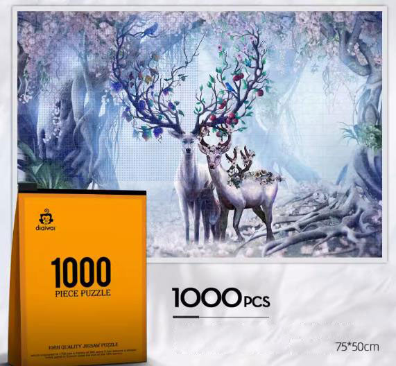 JIGSAW PIZZLE JP038 DEER HOME 1000 PIECE 75 X 50 CM