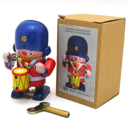 Collectable Vintage Classic Wind-up Metal Tin Toys Little Soldier Robot Band Drummers Cymbals Set