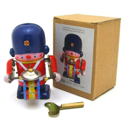 Collectable Vintage Classic Wind-up Metal Tin Toys Little Soldier Robot Band Drummers Cymbals Set