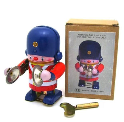 Collectable Vintage Classic Wind-up Metal Tin Toys Little Soldier Robot Band Drummers Cymbals Set