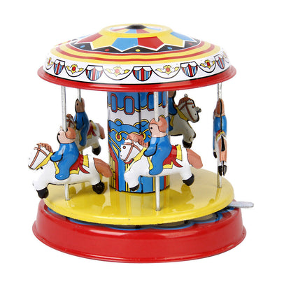 Collectable Vintage Classic Wind-up Metal Tin Toys Fairground Carouse MF146 Merry Go Round