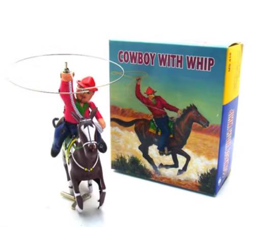 Collectable Vintage Classic Wind-up Metal Tin Toys MS418 Cowboy with Whip