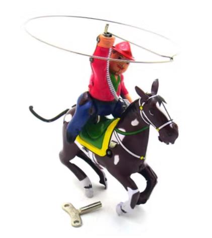 Courtland Rocking R Ranch Wind Up Collectable Vintage Classic Wind-up Metal Tin Toys MS418 Cowboy with W ...