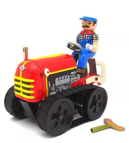 Collectable Vintage Classic Wind-up Metal Tin Toys MS356 Farm Tractor with Farmer