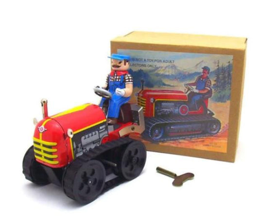 Collectable Vintage Classic Wind-up Metal Tin Toys MS356 Farm Tractor with Farmer