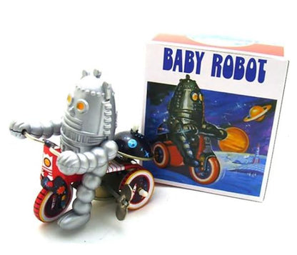 Collectable Vintage Classic Wind-up Metal Tin Toys MS013 Baby Robot on Tricycle