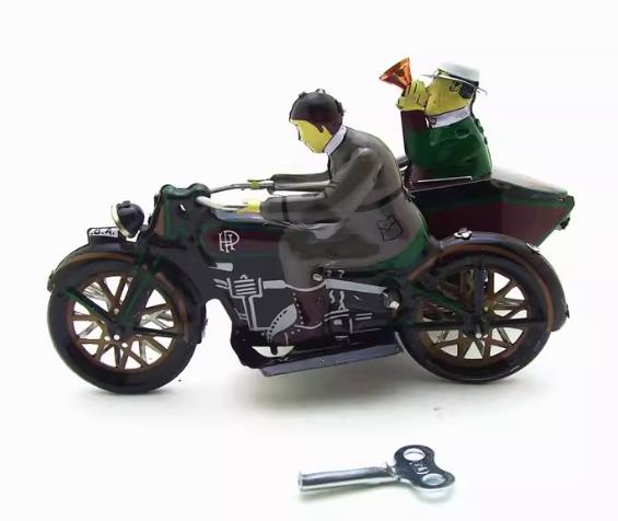 Collectable Vintage Classic Wind-up Metal Tin Toys MS17 Motorbike with Sidecar