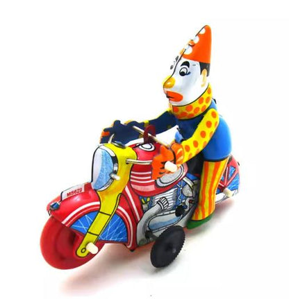 Collectable Vintage Classic Wind-up Metal Tin Toys MS629 Clown on Motorcyle