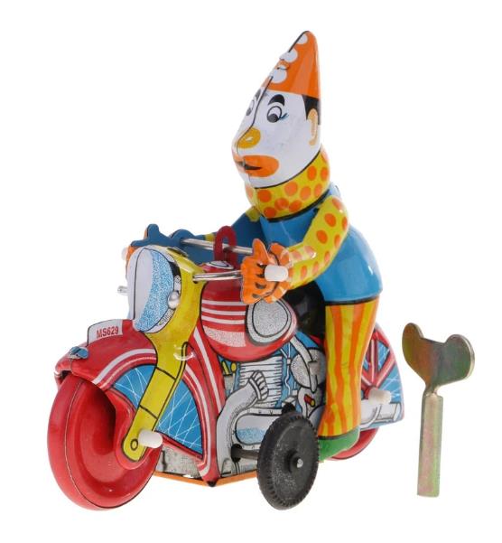 Collectable Vintage Classic Wind-up Metal Tin Toys MS629 Clown on Motorcyle