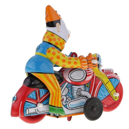 Collectable Vintage Classic Wind-up Metal Tin Toys MS629 Clown on Motorcyle