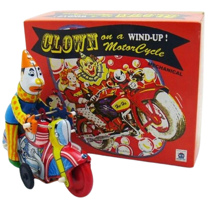 Collectable Vintage Classic Wind-up Metal Tin Toys MS629 Clown on Motorcyle