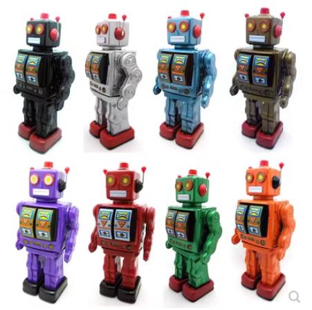 Collectable Vintage Classic Battery Operated ME100 Metal Tin Toys Spcae Walk Robot Vary Colours