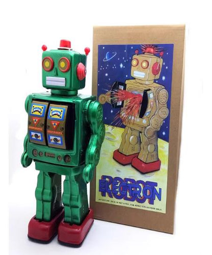 Collectable Vintage Classic Battery Operated ME100 Metal Tin Toys Spcae Walk Robot Vary Colours