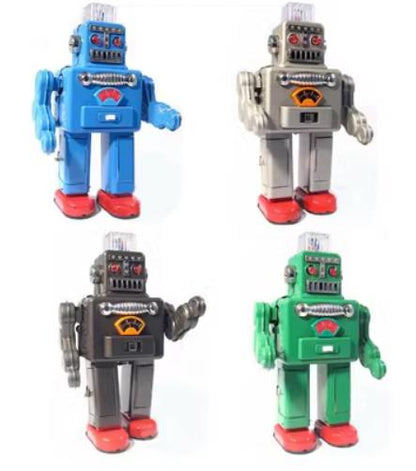 Collectable Vintage Classic Battery Operated MS2011 Metal Tin Toys Smoking Spaceman Robot 4 Colours