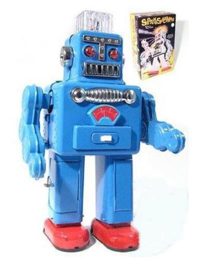 Collectable Vintage Classic Battery Operated MS2011 Metal Tin Toys Smoking Spaceman Robot 4 Colours