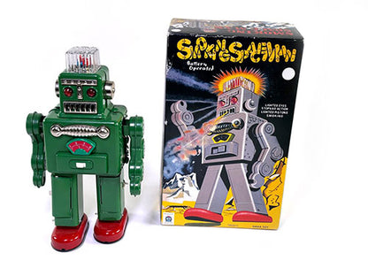 Collectable Vintage Classic Battery Operated MS2011 Metal Tin Toys Smoking Spaceman Robot 4 Colours