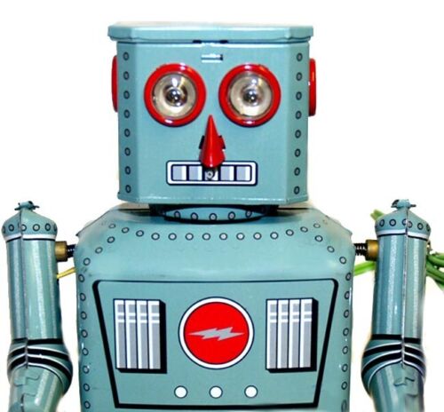 Collectable Vintage Classic Battery Operated MS2055 Metal Tin Toys Smoking Powder Lantern Robot