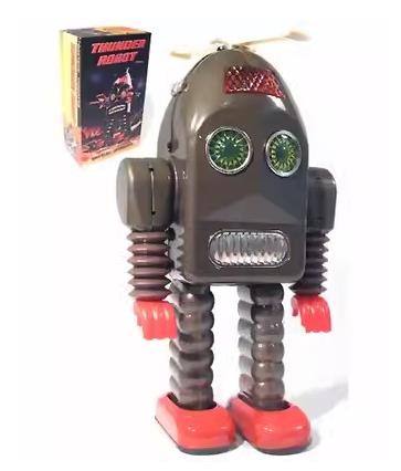 Collectable Vintage Classic Battery Operated MS2015 Metal Tin Toys Thunder Robot