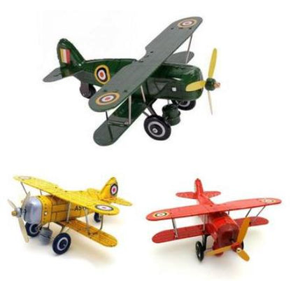 Collectable Vintage Classic Wind-up Metal Tin Toys MS454 Curtis Biplane Aircraft Plane 3 Colours