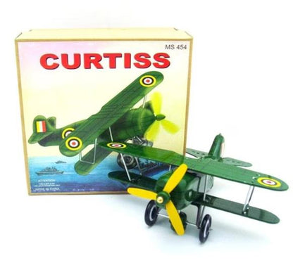 Collectable Vintage Classic Wind-up Metal Tin Toys MS454 Curtis Biplane Aircraft Plane 3 Colours